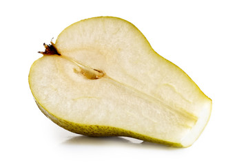 Half of an abate fetel pear isolated on white.