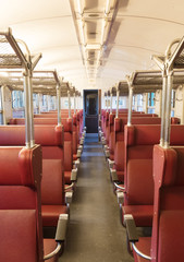 Emtpy interior of an old dutch train