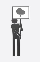 Isolated demonstrator with a stormy cloud