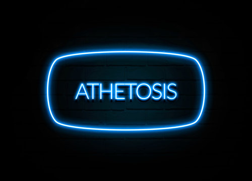 Athetosis  - colorful Neon Sign on brickwall