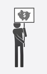 Isolated demonstrator with a piggy bank