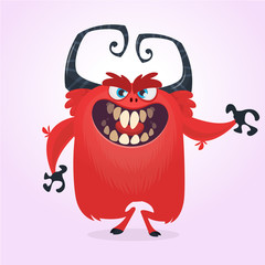 Cartoon red monster illustration. Vector
