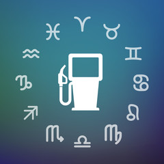 Horoscope circle with a gas station