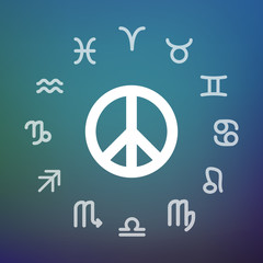 Horoscope circle with a peace sign
