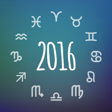 Horoscope circle with a 2016 sign