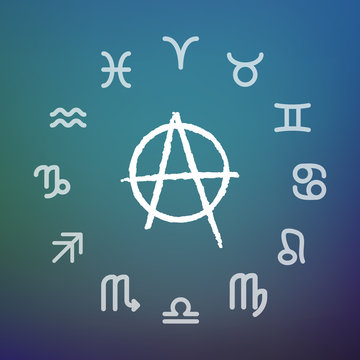 Horoscope circle with an anarchy sign