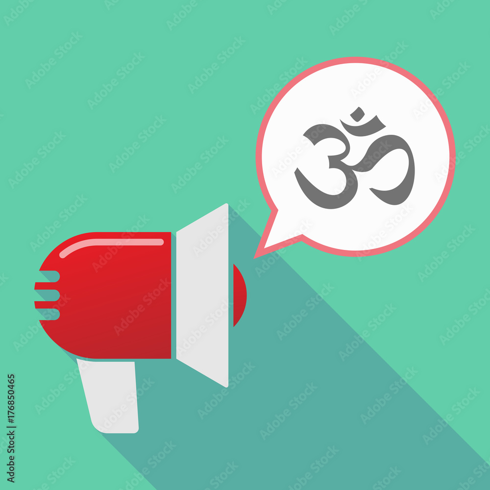 Poster long shadow megaphone with an om sign