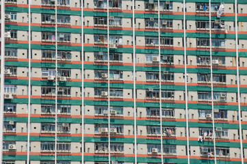 View to the apartment building in Hong Kong, China.