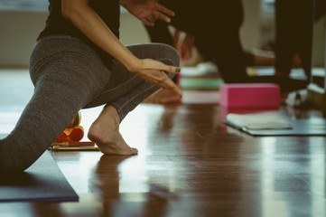 Fototapeta na wymiar Yoga practice exercise class