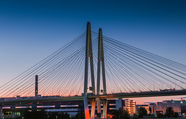 The bridge supports with cables holding the supports.