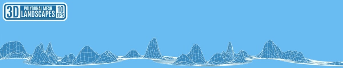 artificial mountains on a blue background for advertising
