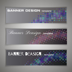 Colorful halfton abstract corporate business banner template, horizontal advertising business banner layout template design set, abstract cover header background website. Gray, dark, steel, technology