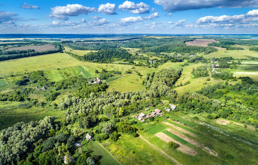 Fototapeta na wymiar Typical aerial landscape of the Central Russian Upland. Kursk region