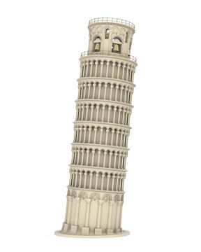 Leaning Pisa Tower Isolated