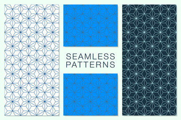 Set of Minimalist Seamless Vector Patterns. Hexagonal Tiles