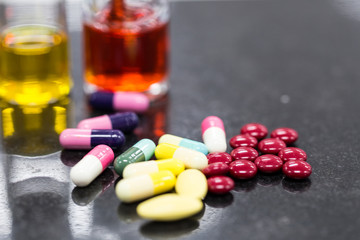 Backgrounds of Science research and Medicine in laboratory.