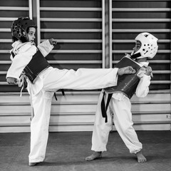Taekwondo kids sparring