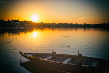 boat with sunset