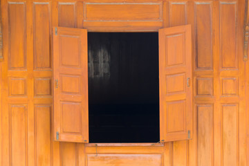 Wood Open window and wood wall  thai style house