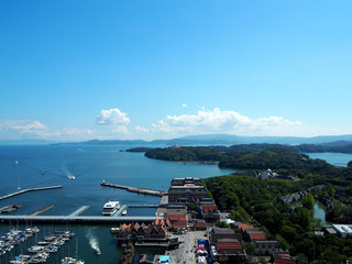 Marina view and clear sky on island