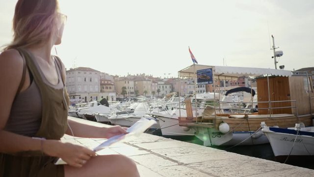 Woman with manp in Rovinj, Croatia