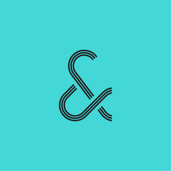 Obraz premium Ampersand logo, line design, vector illustration