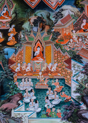 Buddhist temple mural painting art in Thailand