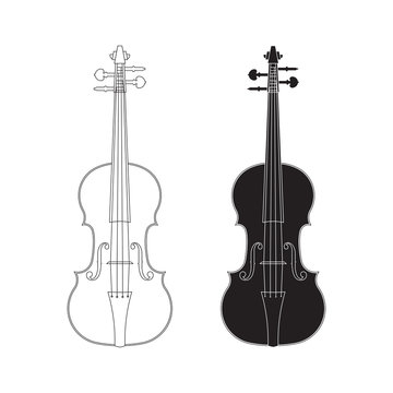 Violin, line design, isolated on white background, vector illustration