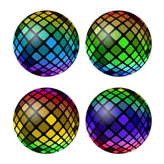 Colored Mosaic Ball Set Isolated on White Background