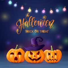 Halloween background, pumpkin. Greeting card for party and sale. Autumn holidays. Vector illustration EPS10.