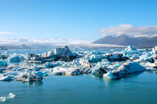 View of melting down glacier due to global warming