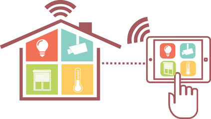 Icône de domotique ou maison connectée, contrôlée à distance