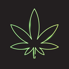 Marijuana, neon design. Vector illustration