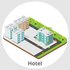 Vector isometric icon or infographic element representing hotel