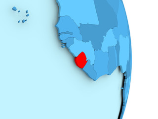 Map of Sierra Leone in red