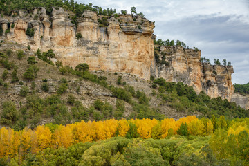 Fototapeta na wymiar Autunm landscape with vertical rocks in Cuenca n4