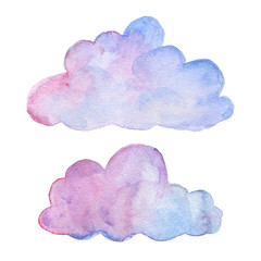 Clouds. Watercolor objects. Party decoration set