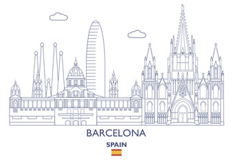 Fototapeta premium Barcelona City Skyline, Spain