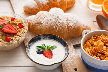 Traditional french breakfast menu closeup