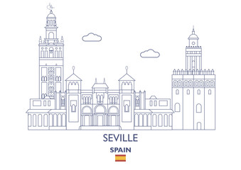 Naklejka premium Seville City Skyline, Spain