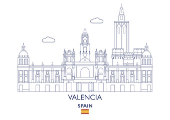 Plakat Valencia City Skyline, Spain
