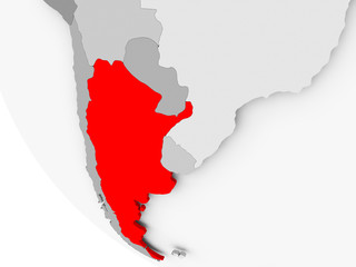 Map of Argentina in red