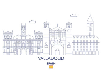 Valladolid Linear City Skyline, Spain - obrazy, fototapety, plakaty