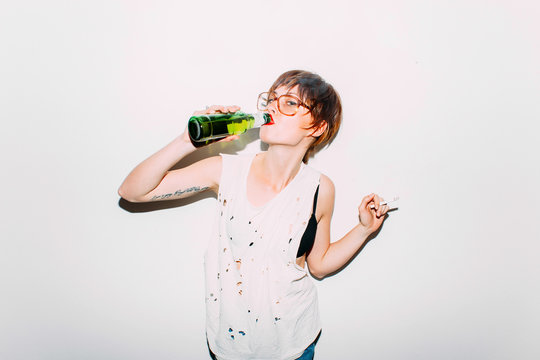 Young woman having fun at the party.