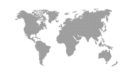 Abstract world map. Dark map of the earth from the square points on a white background. Global network. Vector