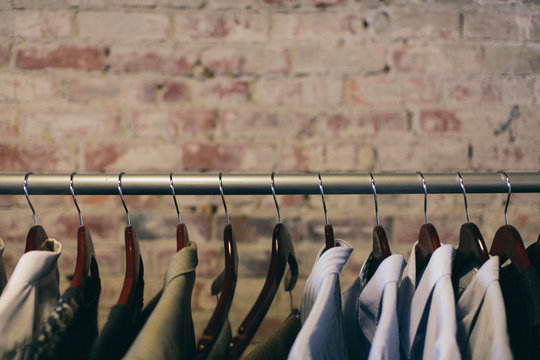 Men's clothes on a rack