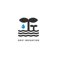 Vector icon of drip irrigation. A simple clean symbol. Logo for hydroponics, sprinkler and other types of irrigation.
