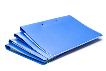 file folder and Stack of business report paper file isolated with white background.