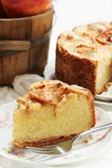 Homemade German apple cake on white background / Thanksgiving dessert
