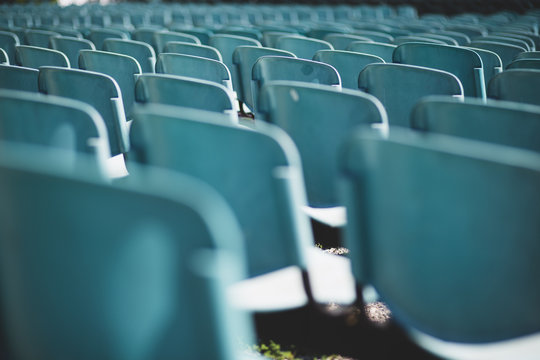 Empty blue seats